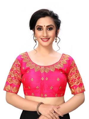 Pink Women'S Embroiderey Santoon Silk Blouse 1