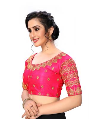 Pink Women'S Embroiderey Santoon Silk Blouse 3