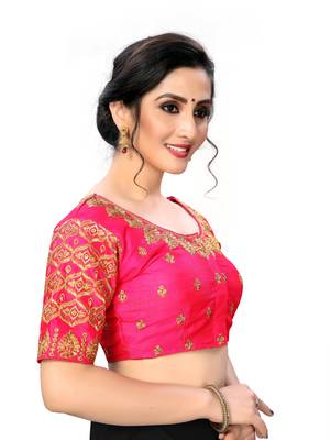 Pink Women'S Embroiderey Santoon Silk Blouse 4