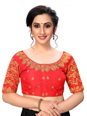 Red Women'S Embroiderey Santoon Silk Blouse 1
