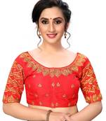 Red Women'S Embroiderey Santoon Silk Blouse