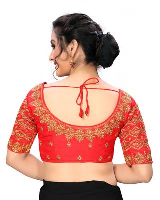 Red Women'S Embroiderey Santoon Silk Blouse 2