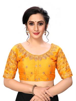 Yellow Women'S Embroiderey Santoon Silk Blouse 1
