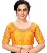 Yellow Women'S Embroiderey Santoon Silk Blouse