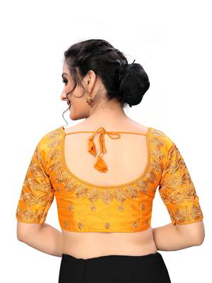 Yellow Women'S Embroiderey Santoon Silk Blouse 2