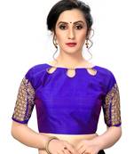 Blue Women'S Embroiderey Santoon Silk Blouse