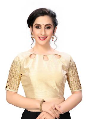 Cream Women'S Embroiderey Santoon Silk Blouse 1