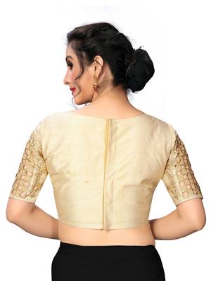 Cream Women'S Embroiderey Santoon Silk Blouse 2