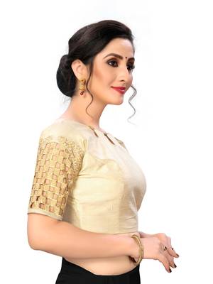 Cream Women'S Embroiderey Santoon Silk Blouse 4