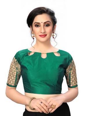 Green Women'S Embroiderey Santoon Silk Blouse 1