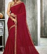 Red Woven Georgette Saree With Blouse
