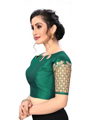 Green Women'S Embroiderey Santoon Silk Blouse 3