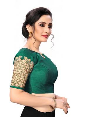 Green Women'S Embroiderey Santoon Silk Blouse 4