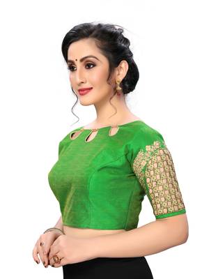 Green Women'S Embroiderey Santoon Silk Blouse 3