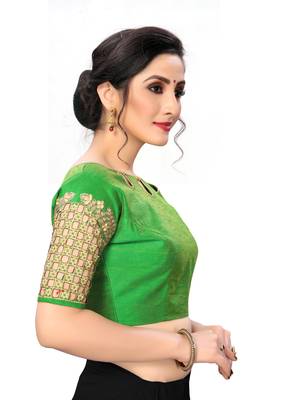 Green Women'S Embroiderey Santoon Silk Blouse 4