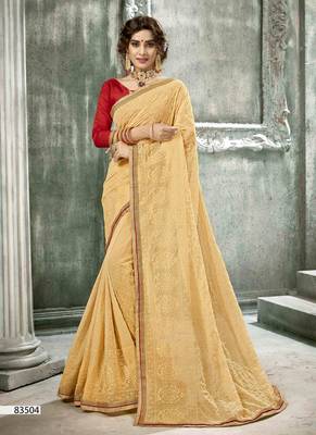 Gold Woven Georgette Saree With Blouse 1