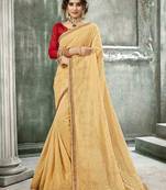Gold Woven Georgette Saree With Blouse