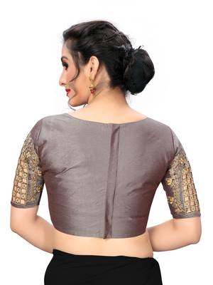 Grey Women'S Embroiderey Santoon Silk Blouse 2