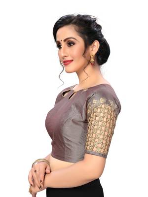 Grey Women'S Embroiderey Santoon Silk Blouse 3