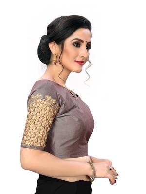 Grey Women'S Embroiderey Santoon Silk Blouse 4