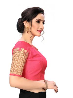 Pink Women'S Embroiderey Santoon Silk Blouse 4