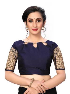 Blue Women'S Embroiderey Santoon Silk Blouse 1