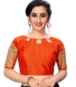 Orange Women'S Embroiderey Santoon Silk Blouse