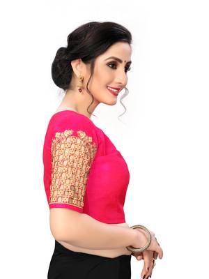 Pink Women'S Embroiderey Santoon Silk Blouse 4