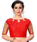 Red Women'S Embroiderey Santoon Silk Blouse