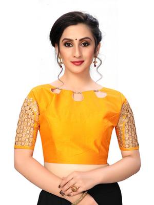 Yellow Women'S Embroiderey Santoon Silk Blouse 1