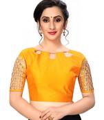 Yellow Women'S Embroiderey Santoon Silk Blouse