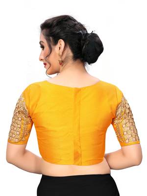 Yellow Women'S Embroiderey Santoon Silk Blouse 2