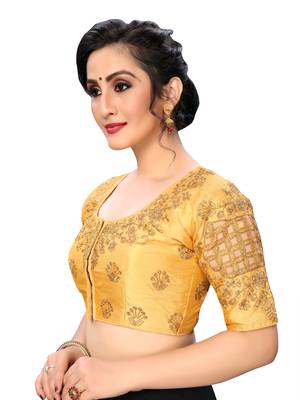 Beige Women'S Embroiderey Santoon Silk Blouse 3