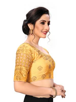 Beige Women'S Embroiderey Santoon Silk Blouse 4