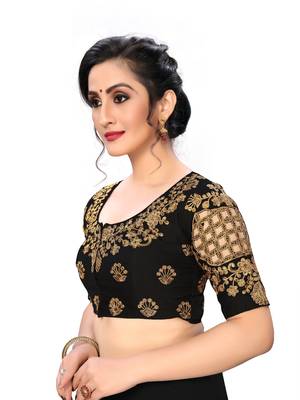Black Women'S Embroiderey Santoon Silk Blouse 3