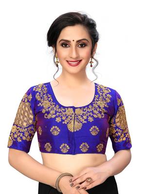 Blue Women'S Embroiderey Santoon Silk Blouse 1