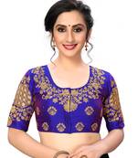 Blue Women'S Embroiderey Santoon Silk Blouse