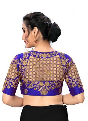 Blue Women'S Embroiderey Santoon Silk Blouse 2