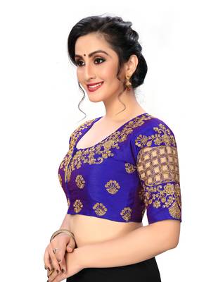 Blue Women'S Embroiderey Santoon Silk Blouse 3