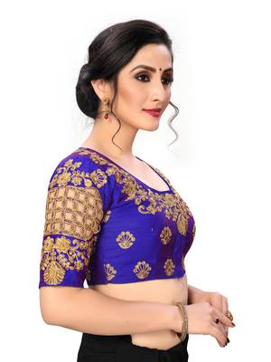Blue Women'S Embroiderey Santoon Silk Blouse 4