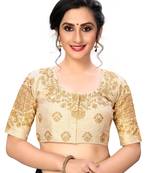 Cream Women'S Embroiderey Santoon Silk Blouse