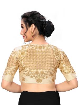 Cream Women'S Embroiderey Santoon Silk Blouse 2