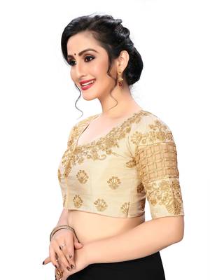 Cream Women'S Embroiderey Santoon Silk Blouse 3