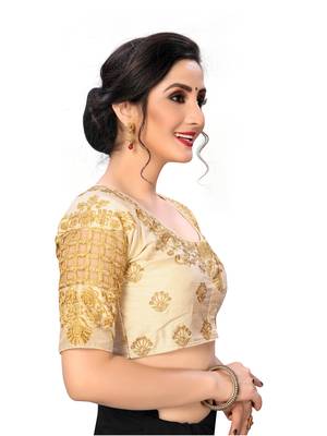 Cream Women'S Embroiderey Santoon Silk Blouse 4