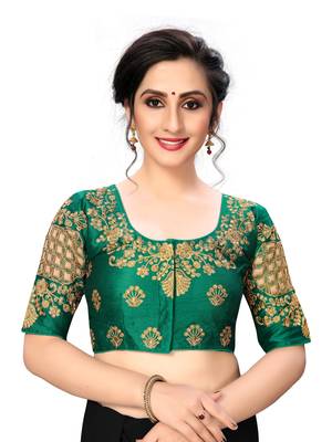 Green Women'S Embroiderey Santoon Silk Blouse 1