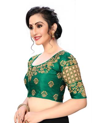 Green Women'S Embroiderey Santoon Silk Blouse 3