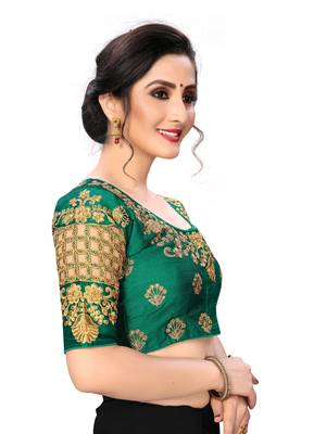 Green Women'S Embroiderey Santoon Silk Blouse 4