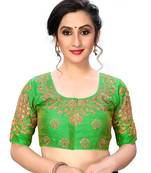 Green Women'S Embroiderey Santoon Silk Blouse