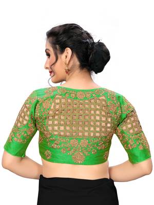 Green Women'S Embroiderey Santoon Silk Blouse 2