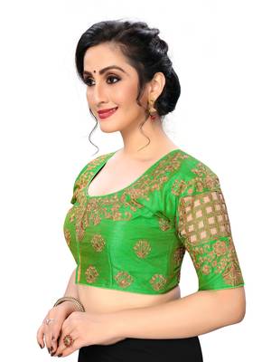 Green Women'S Embroiderey Santoon Silk Blouse 3